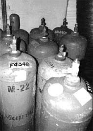 Ozone-buster: cylinders contai (Credit: Photographs : amit shanker / c)