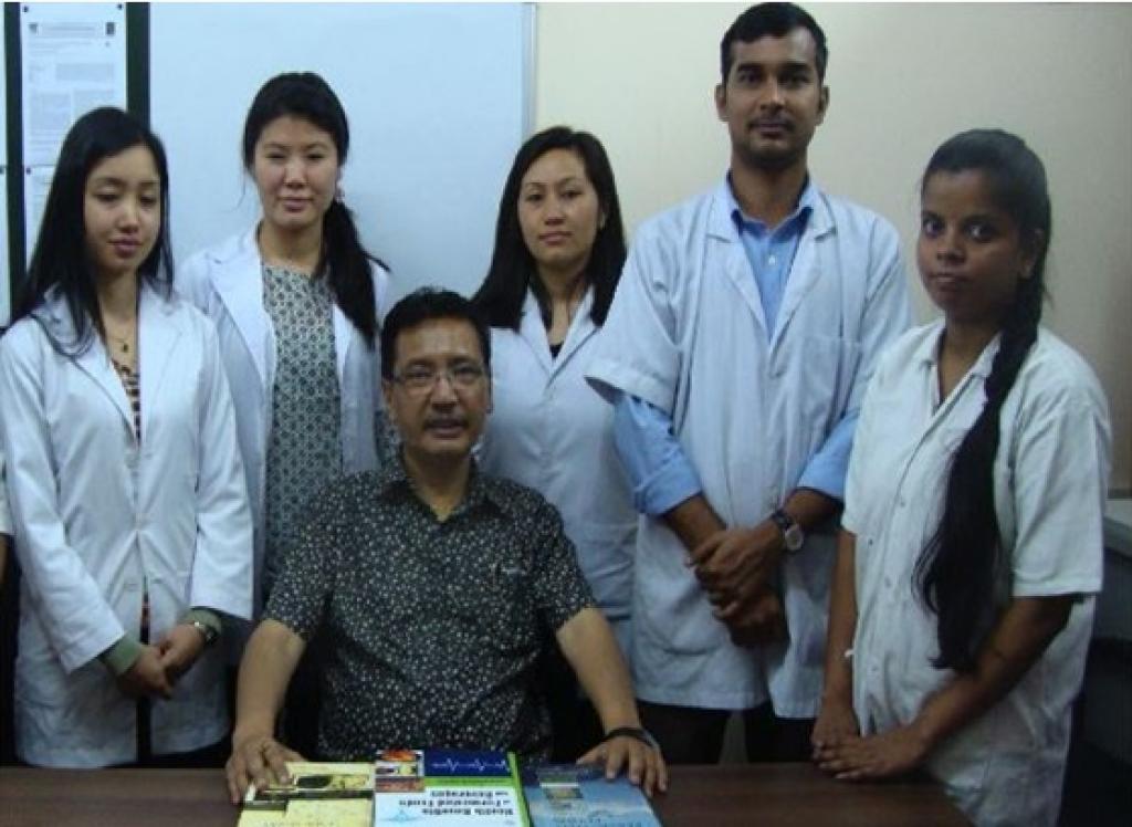 Jyoti Prakash Tamang with research team at Sikkim University. Credit: India Science Wire