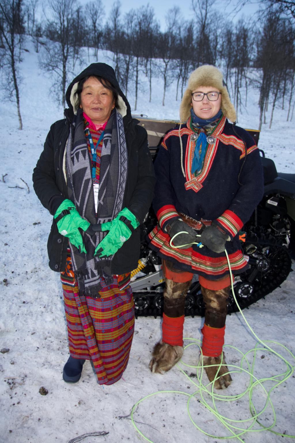 Yuden Pem, a yak herder from Bhutan, and Mikal Juhan Ailo Utsi, a reindeer herder from Norway. Credit: ICIMOD