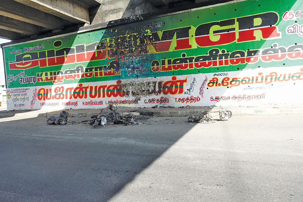 Third Mile, one of the five sites in Thoothukudi, where
anti-Sterlite protesters were shot at by the police on May 22