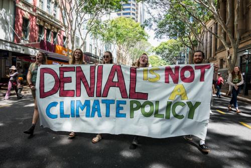 University students demonstrate during the People's climate March in Brisbane, Australia (2014) (Credit: iStock Images)