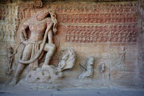 A relief of Lord Varaha holding Bhudevi aloft in the Udayagiri Caves near the city of Vidisha in Madhya Pradesh Credit:Flickr A relief of Lord Varaha holding Bhudevi aloft in the Udayagiri Caves near the city of Vidisha in Madhya Pradesh Credit:Flickr