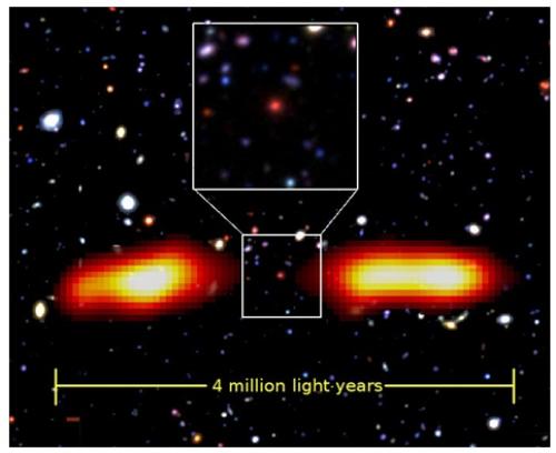 A radio galaxy earlier discovered by Indian astronomers. Credit: India Science Wire