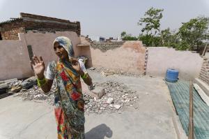 A portion of the roof in this house in Bharatpur district of Rajasthan caved in during the storm. Credit: Vikas Choudhary