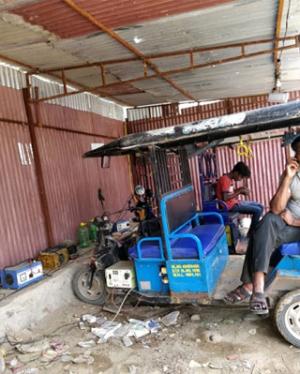 At the private charging station in Jasola, New Delhi