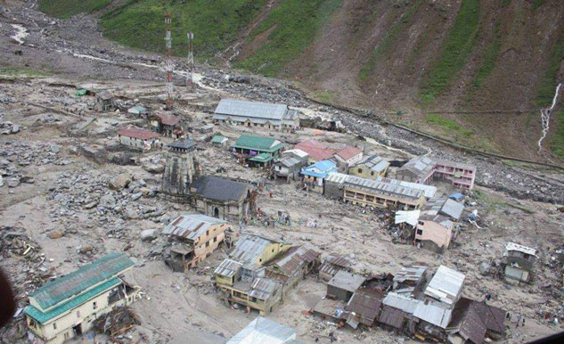 A bird's eye view of area around Govindghat in Uttarakhand. The army is working on laying a cable bridge