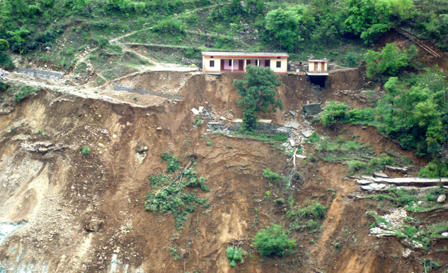 A bird's eye view of area around Govindghat in Uttarakhand. The army is working on laying a cable bridge