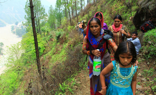 A bird's eye view of area around Govindghat in Uttarakhand. The army is working on laying a cable bridge
