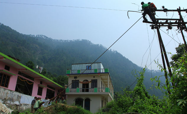 A bird's eye view of area around Govindghat in Uttarakhand. The army is working on laying a cable bridge